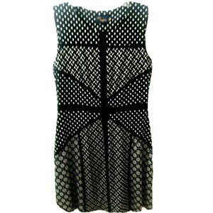 Just Taylor Polka Dot Dress Size 6 Multi Print Block Black White Fit Flare